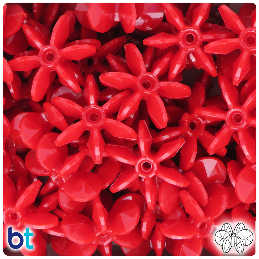 Red Opaque 25mm SunBurst Plastic Beads (80pcs)