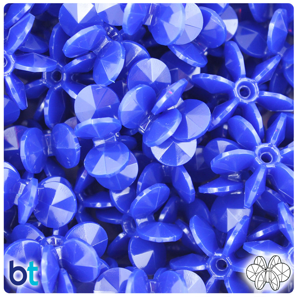 Royal Blue Opaque 25mm SunBurst Plastic Beads (80pcs)