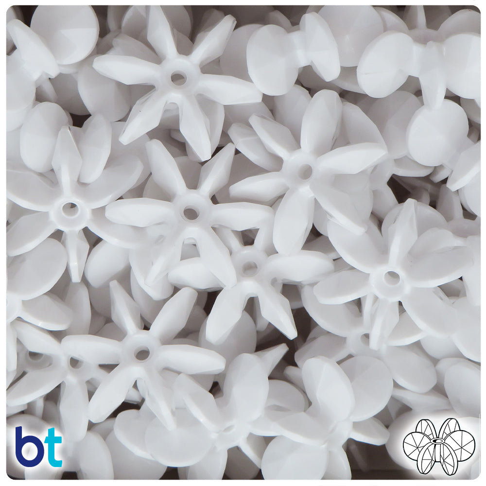 Bright White Opaque 25mm SunBurst Plastic Beads (80pcs)