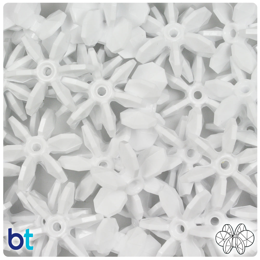 White Opaque 25mm SunBurst Plastic Beads (80pcs)