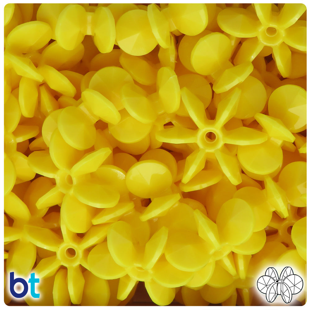 Yellow Opaque 25mm SunBurst Plastic Beads (80pcs)