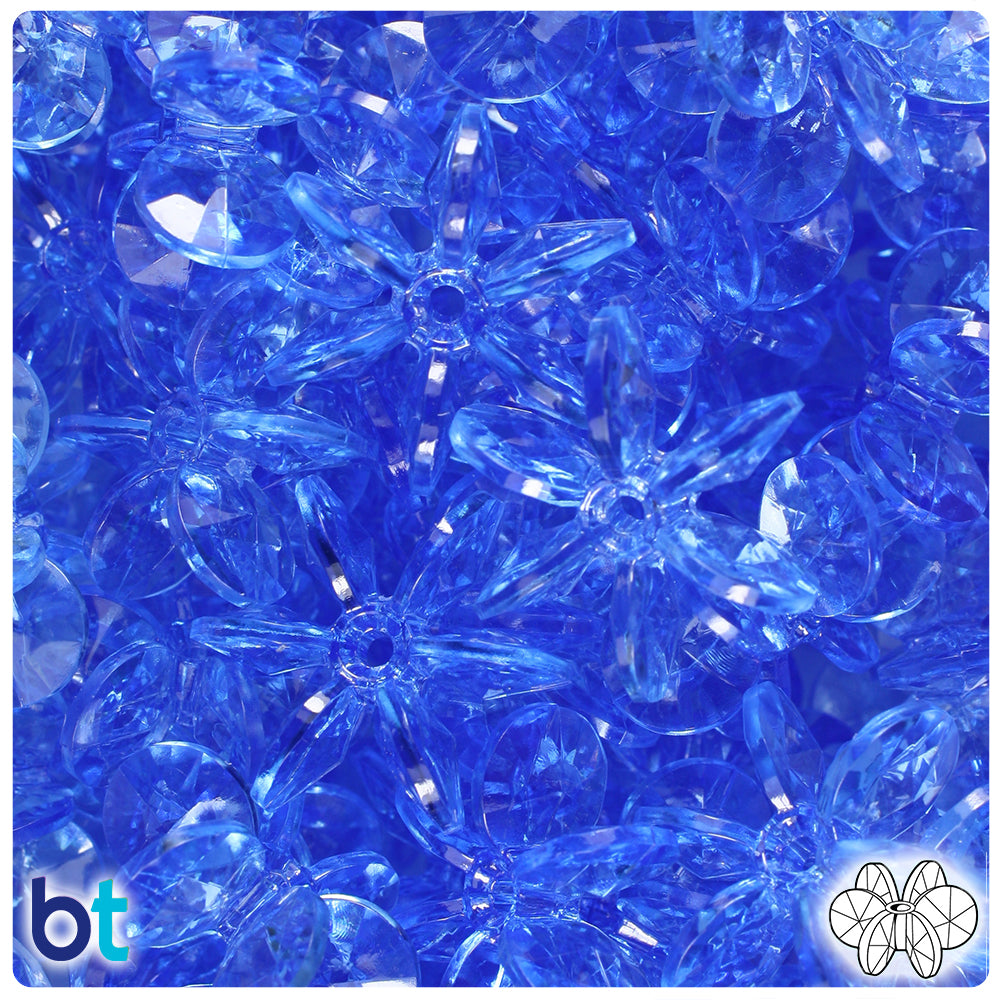 Medium Sapphire Transparent 25mm SunBurst Plastic Beads (80pcs)