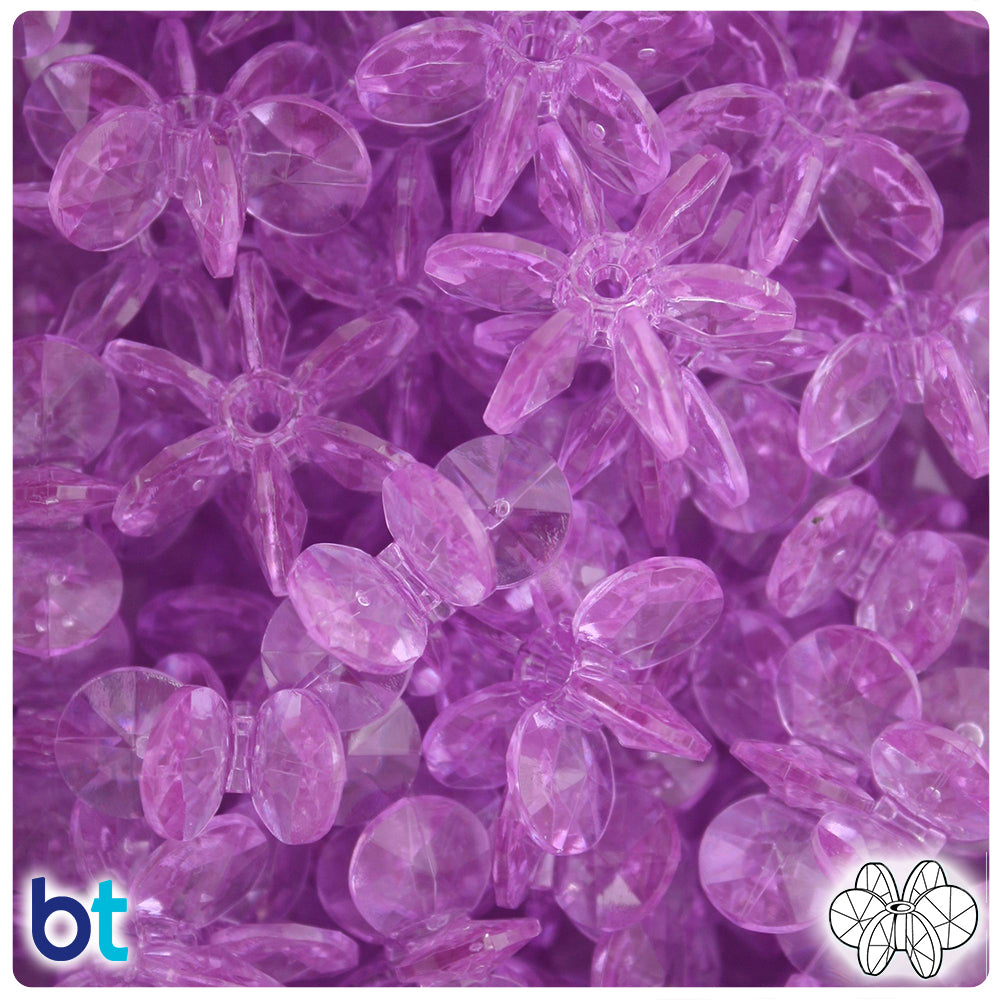 Light Amethyst Transparent 25mm SunBurst Plastic Beads (80pcs)