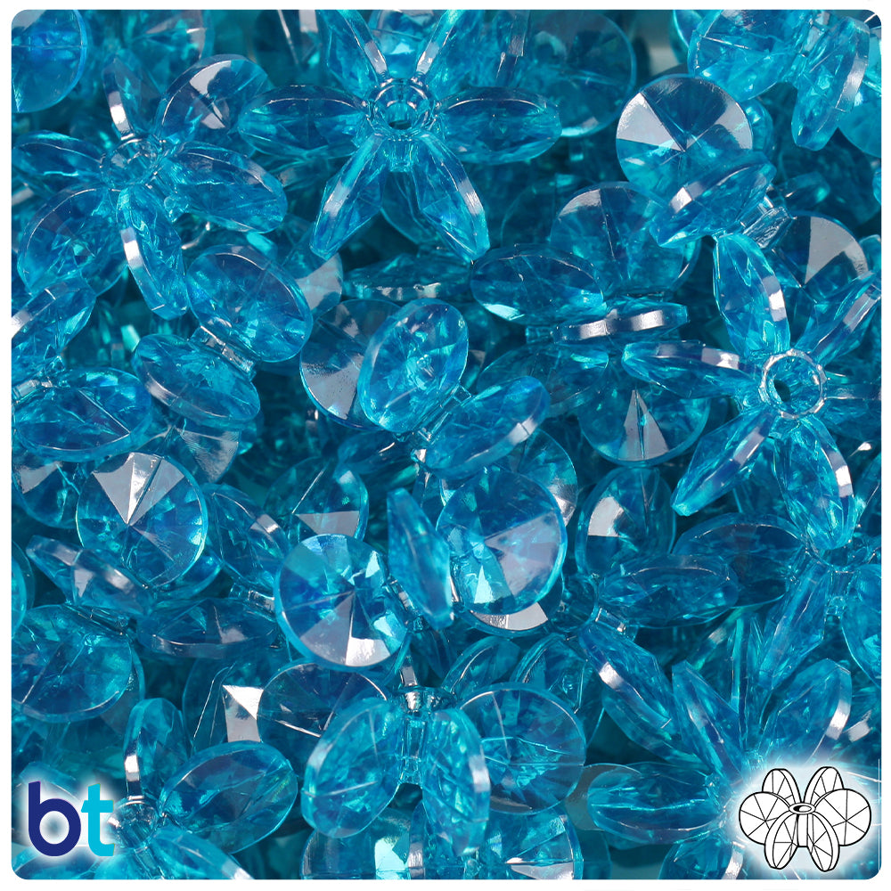 Teal Transparent 25mm SunBurst Plastic Beads (80pcs)