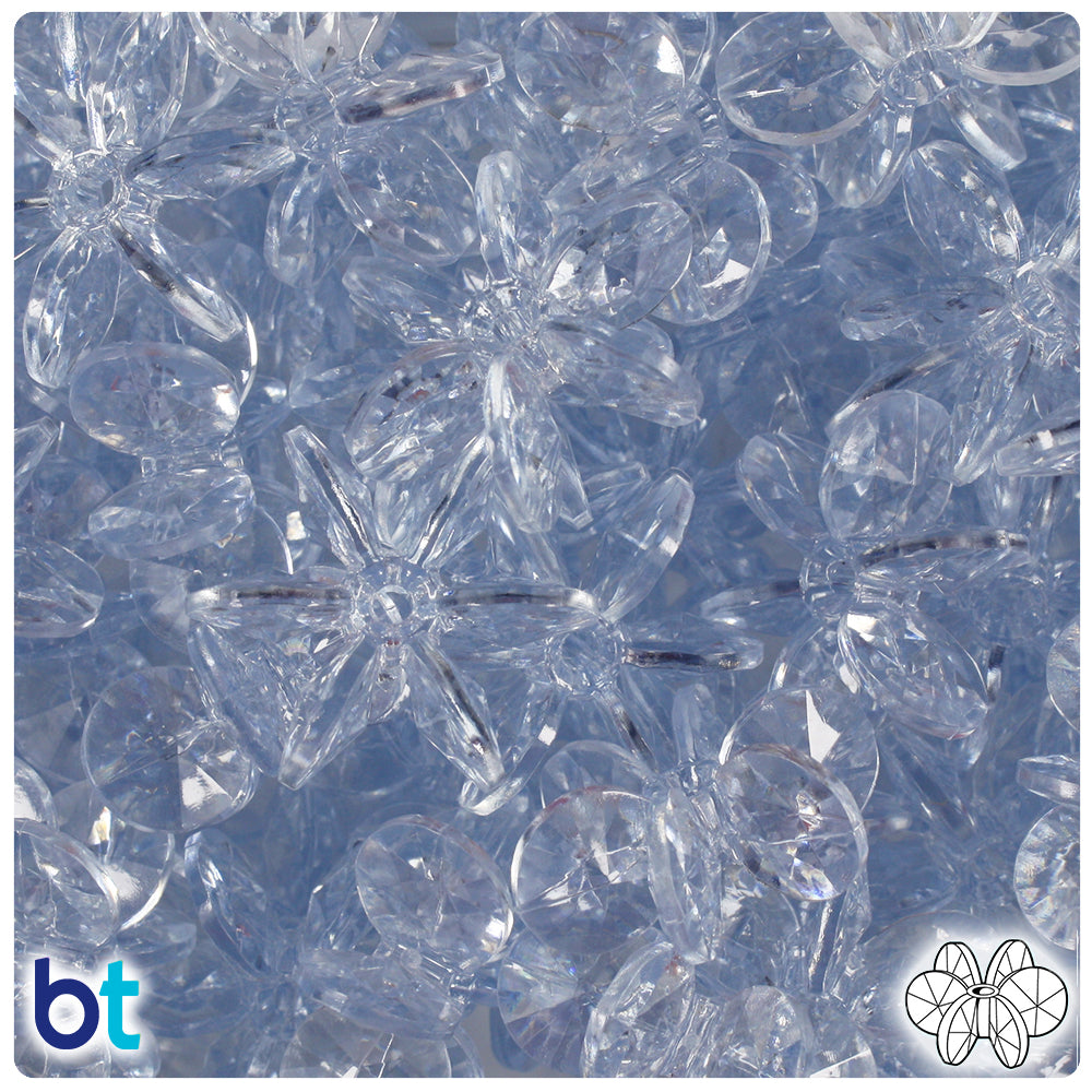 Ice Blue Transparent 25mm SunBurst Plastic Beads (80pcs)