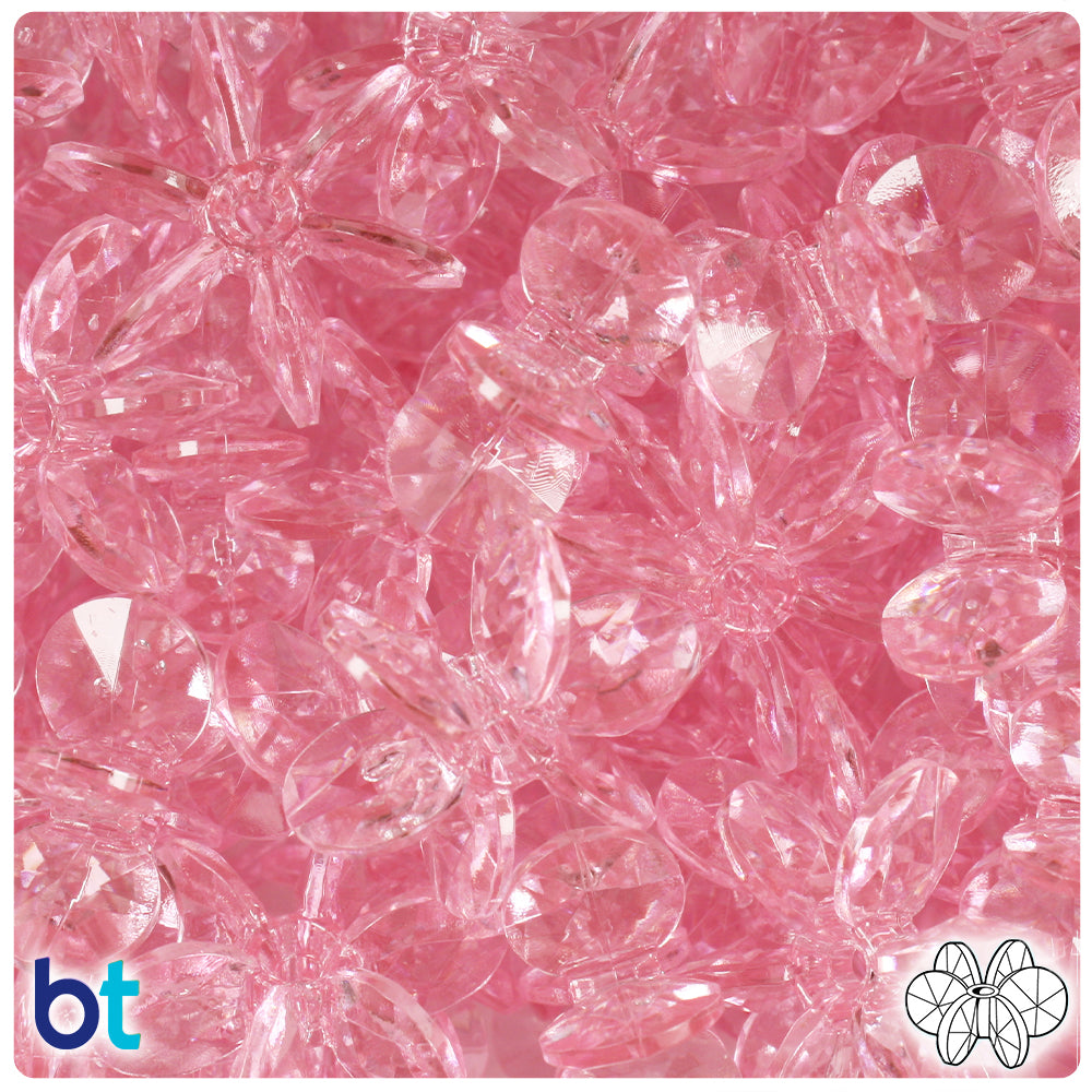 Pale Pink Transparent 25mm SunBurst Plastic Beads (80pcs)