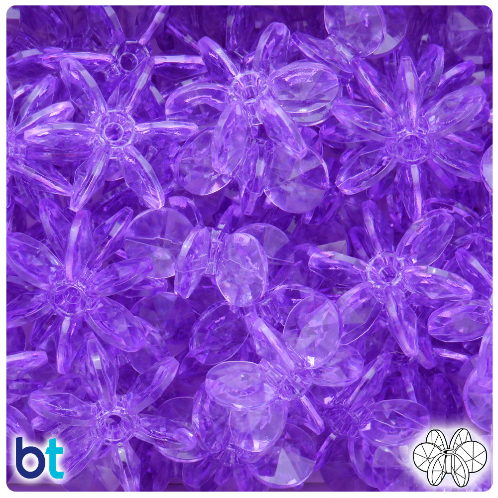 Pale Amethyst Transparent 25mm SunBurst Plastic Beads (80pcs)