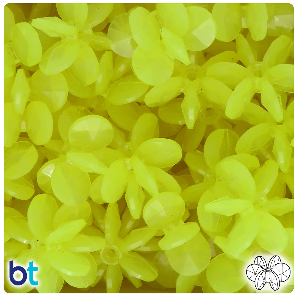 Yellow Glow 25mm SunBurst Plastic Beads (80pcs)