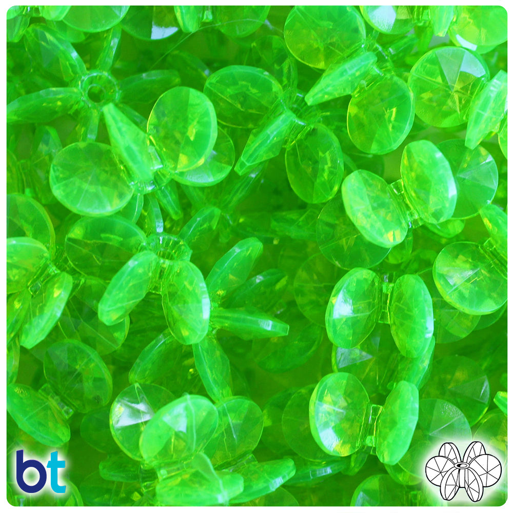 Lime Roe Transparent 25mm SunBurst Plastic Beads (80pcs)