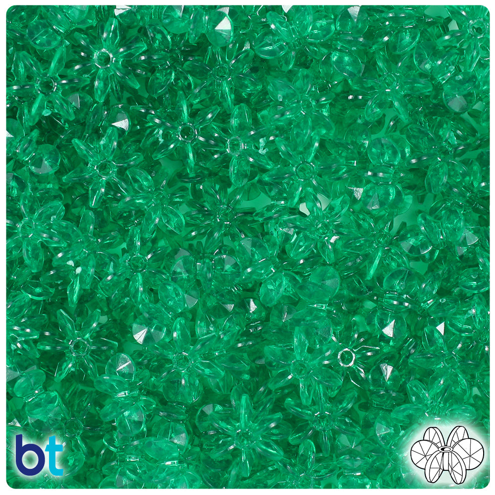 Emerald Transparent 12mm SunBurst Plastic Beads (450pcs)