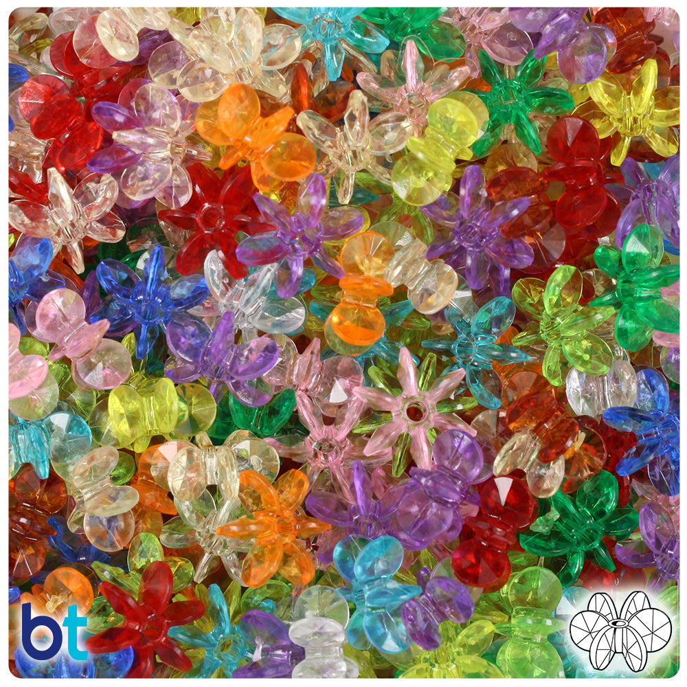 Transparent Mix 12mm SunBurst Plastic Beads (450pcs)