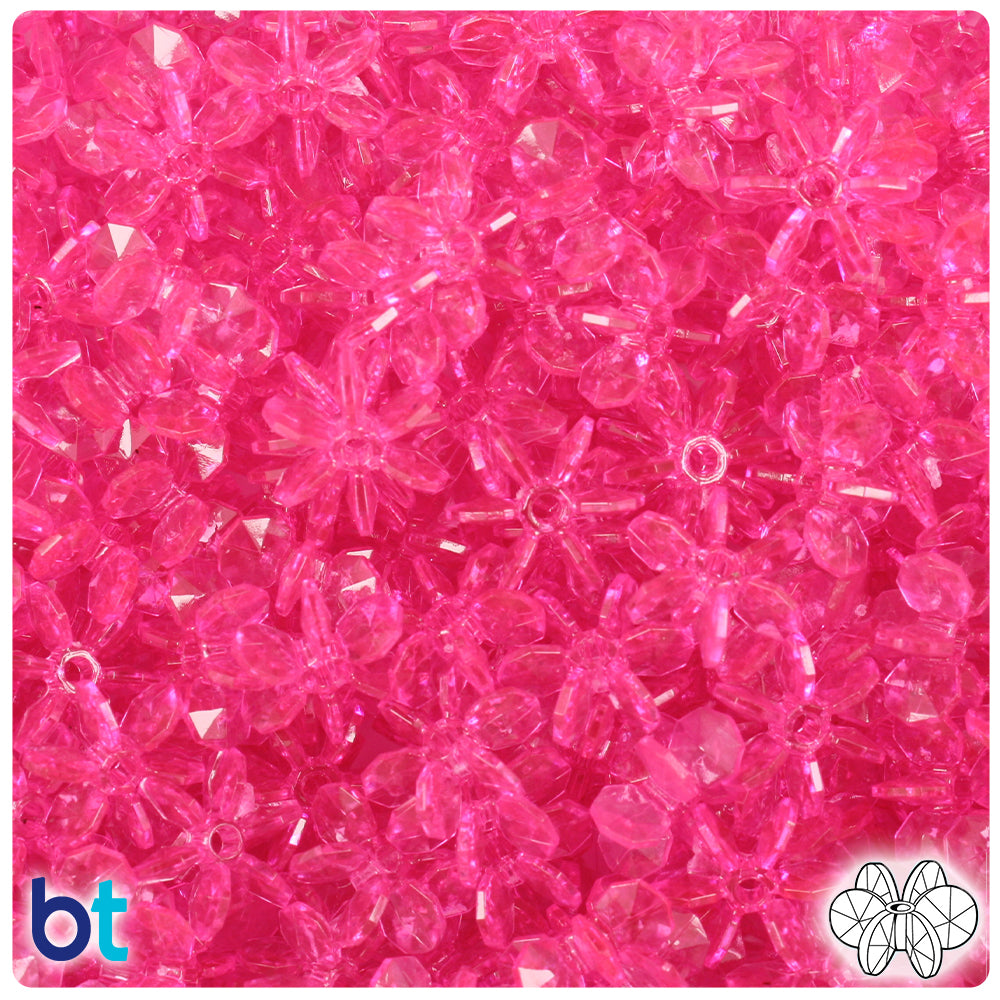 Hot Pink Transparent 12mm SunBurst Plastic Beads (450pcs)