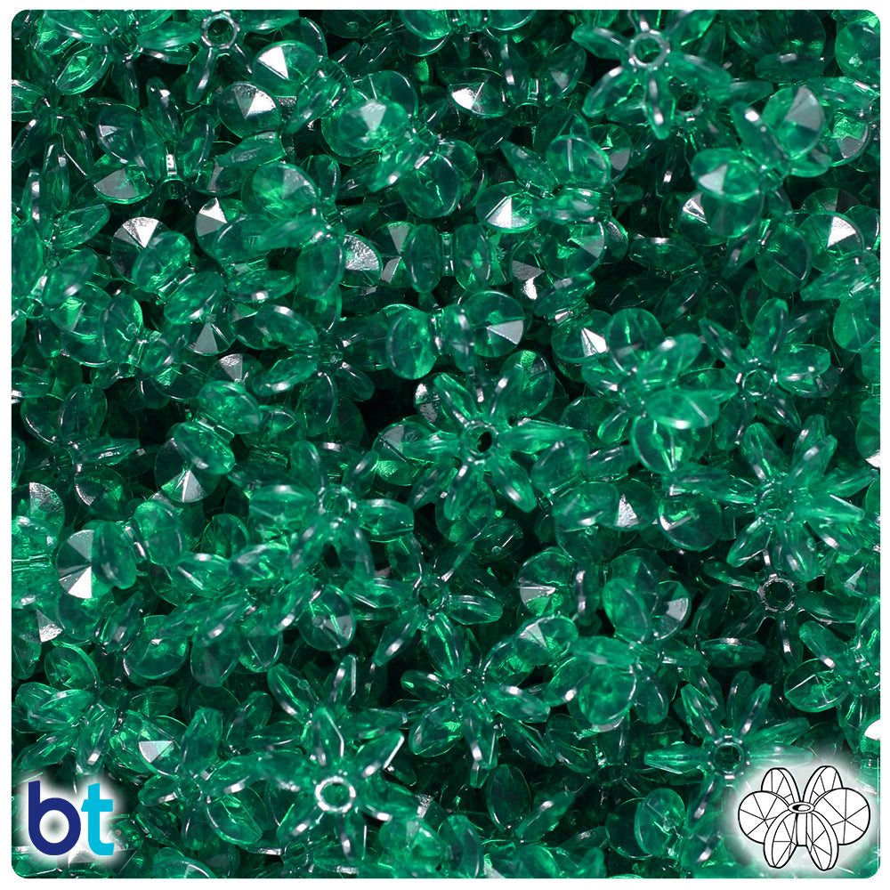 Forest Green Transparent 12mm SunBurst Plastic Beads (450pcs)