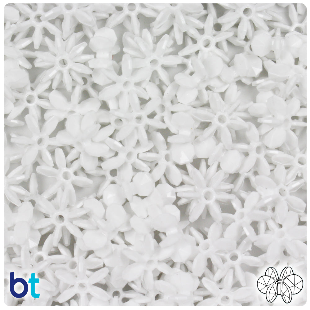 White Opaque 12mm SunBurst Plastic Beads (450pcs)