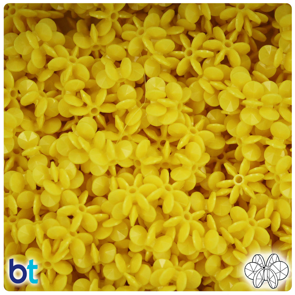 Yellow Opaque 12mm SunBurst Plastic Beads (450pcs)