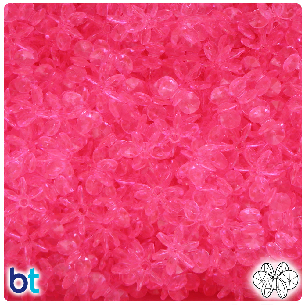 Medium Pink Transparent 12mm SunBurst Plastic Beads (450pcs)