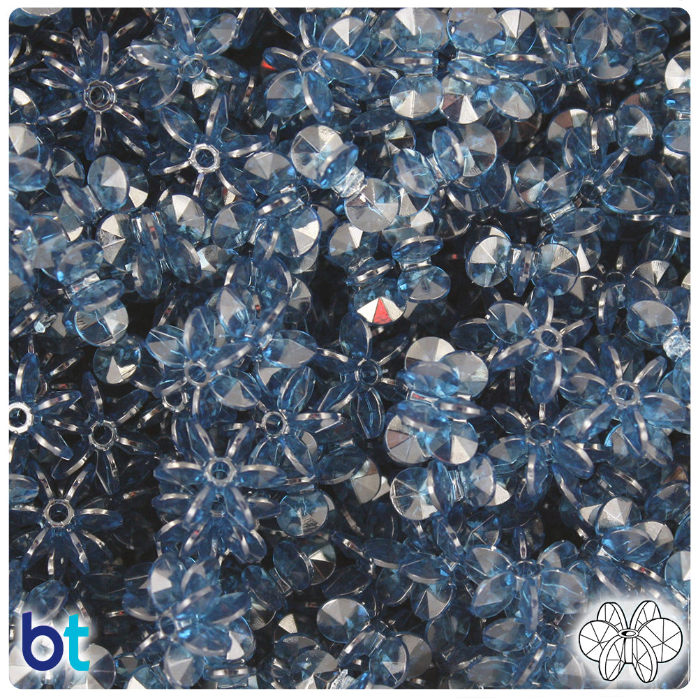 Montana Blue Transparent 12mm SunBurst Plastic Beads (450pcs)