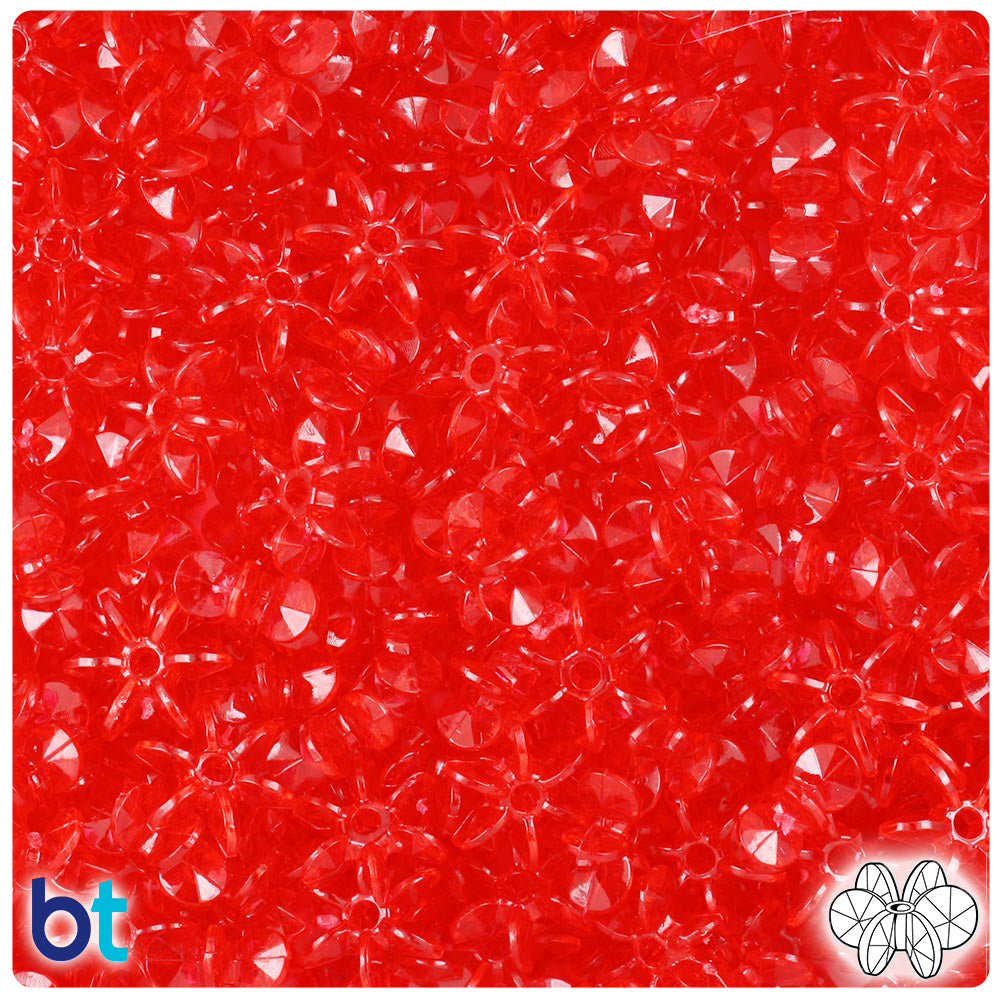 Ruby Transparent 10mm SunBurst Plastic Beads (450pcs)