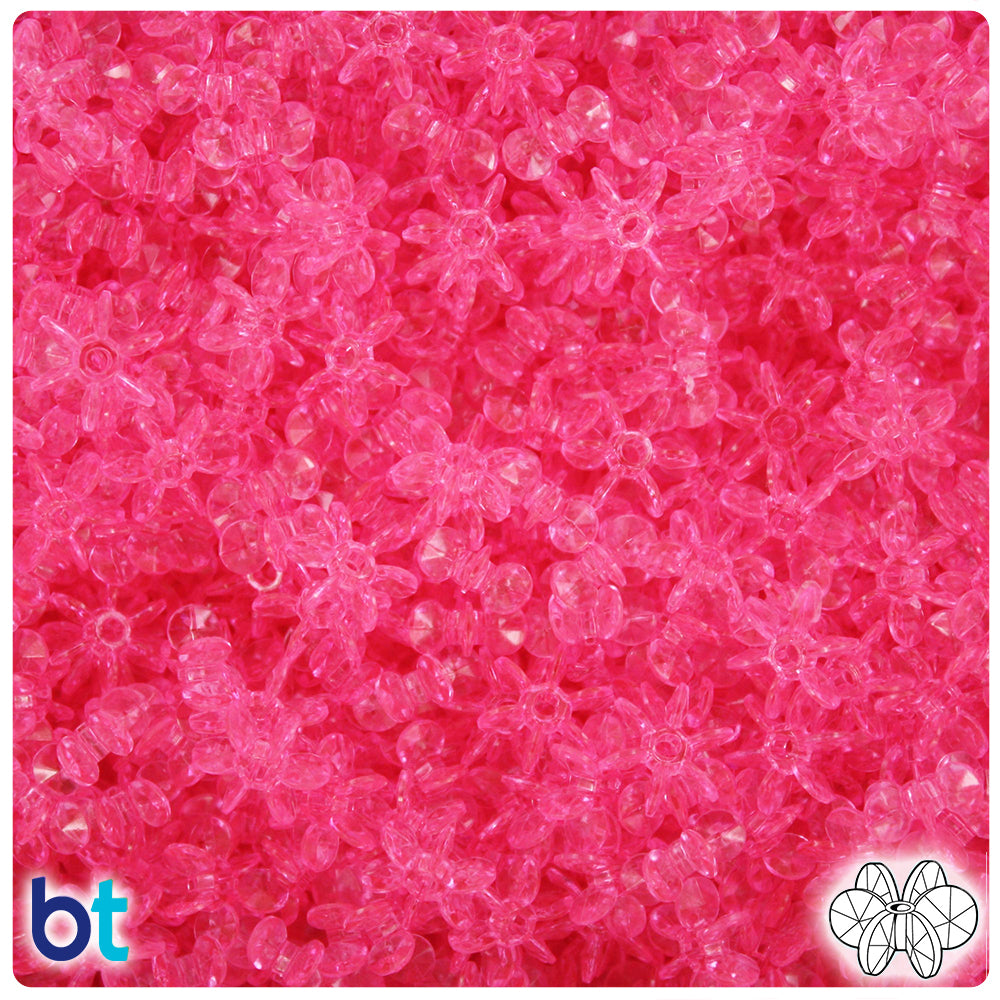 Medium Pink Transparent 10mm SunBurst Plastic Beads (450pcs)