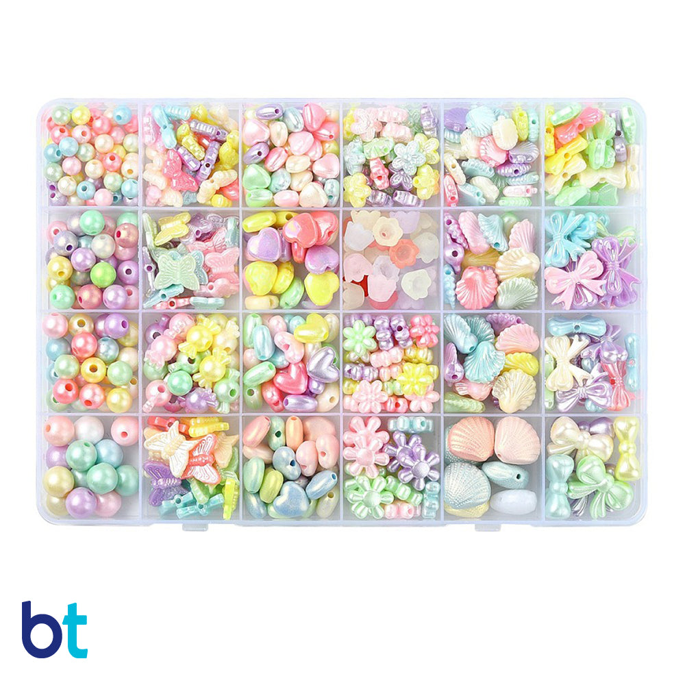 Pastel Opaque AB Mixed Shapes Plastic Beads (Box/24 Styles)