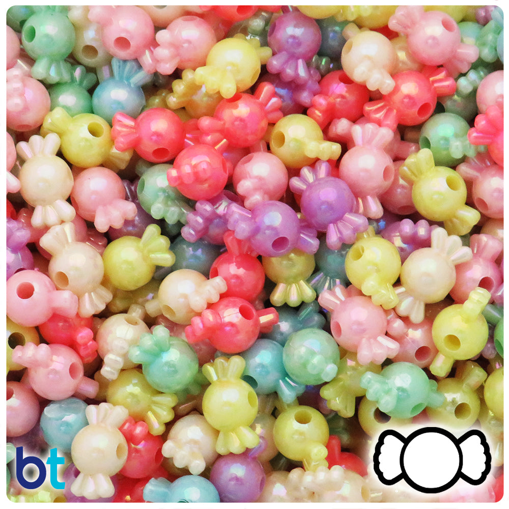 Mixed Opaque AB 14mm Candy Plastic Beads (140pcs)
