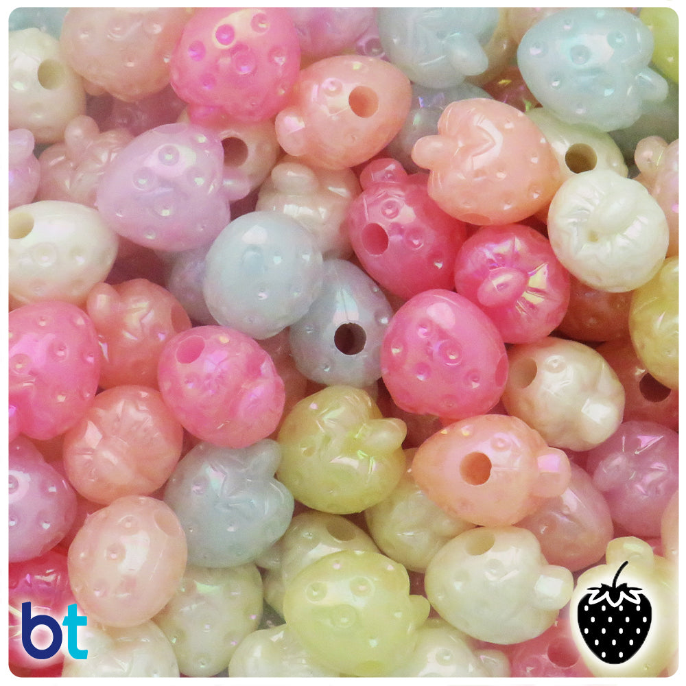 Mixed Opaque AB 16mm Strawberry Plastic Beads (50pcs)