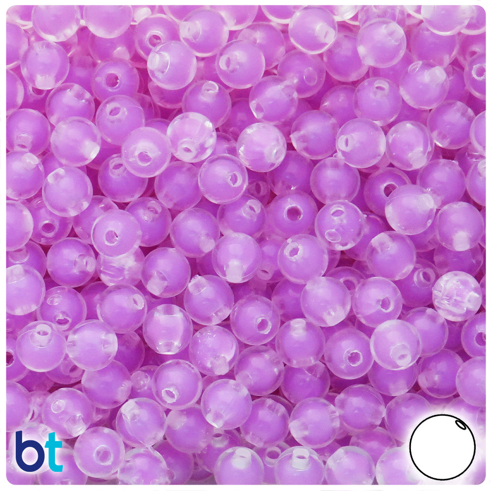 Clear Transparent 8mm Round Plastic Beads - Purple Core Bead (200pcs)