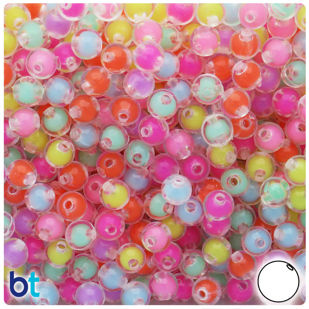 Clear Transparent 8mm Round Plastic Beads - Colored Core Bead (200pcs)