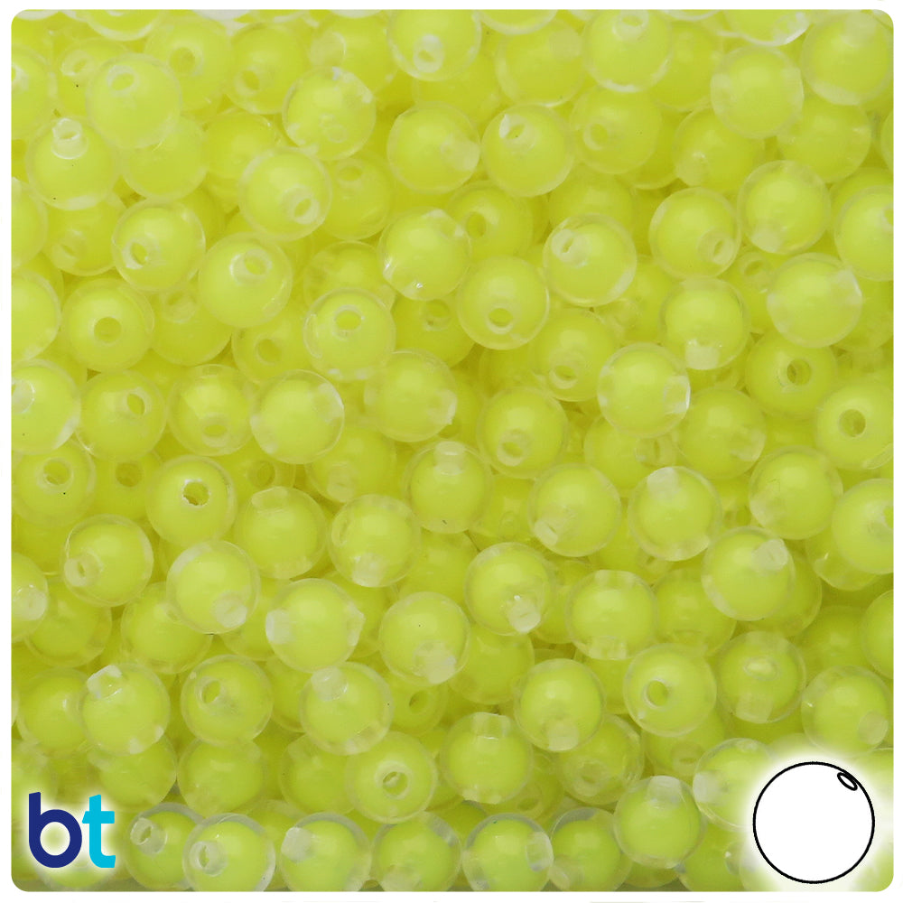 Clear Transparent 8mm Round Plastic Beads - Yellow Core Bead (200pcs)