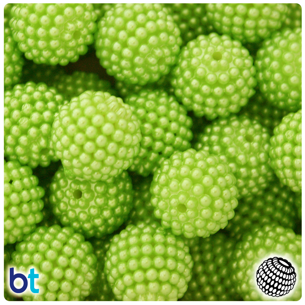 Light Green Pearl 20mm Berry Plastic Beads (10pcs)
