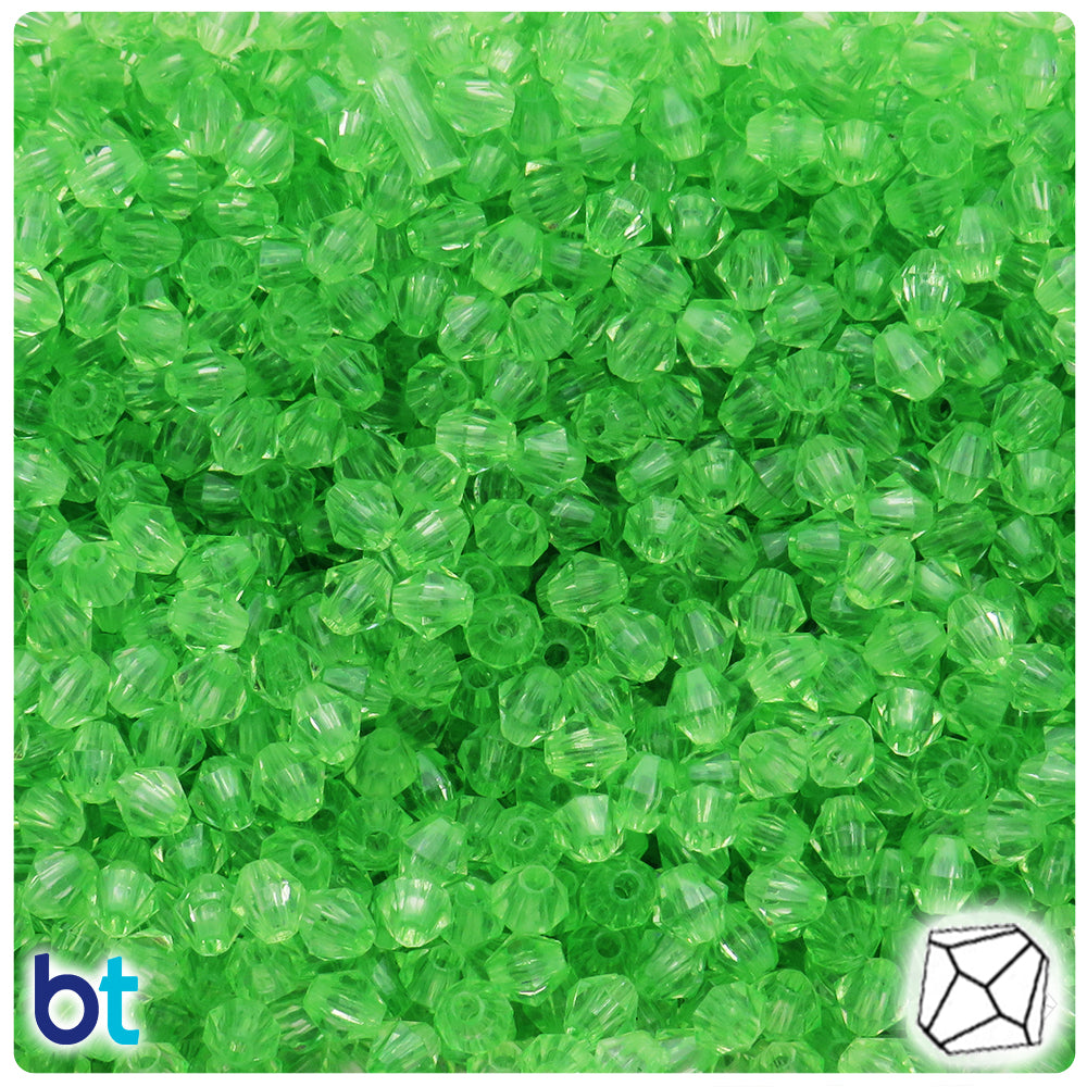Green Transparent 6mm Faceted Bicone Plastic Beads (500pcs)
