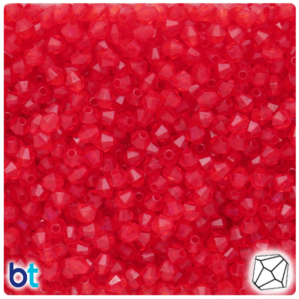 Red Transparent 6mm Faceted Bicone Plastic Beads (500pcs)