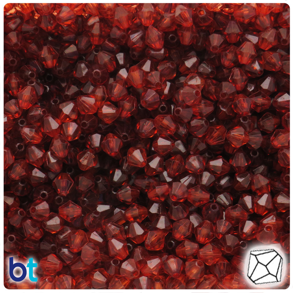Brown Transparent 6mm Faceted Bicone Plastic Beads (500pcs)