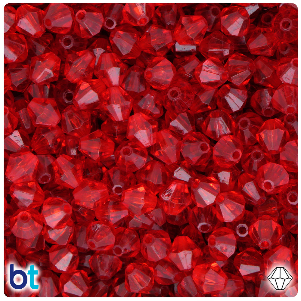 Red Transparent 8mm Faceted Bicone Plastic Beads (200pcs)