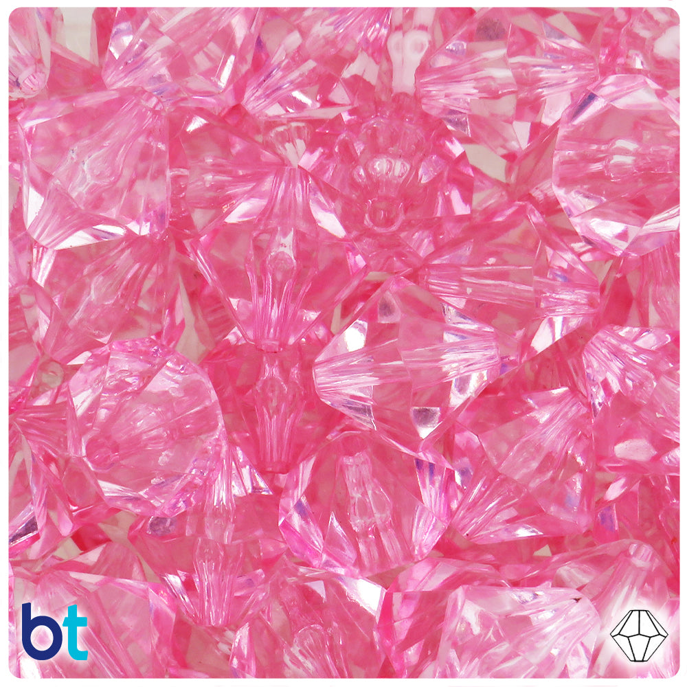 Light Pink Transparent 20mm Faceted Bicone Plastic Beads (15pcs)