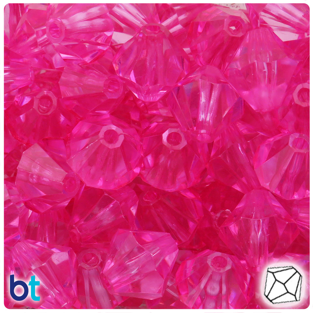 Dark Pink Transparent 20mm Faceted Bicone Plastic Beads (15pcs)