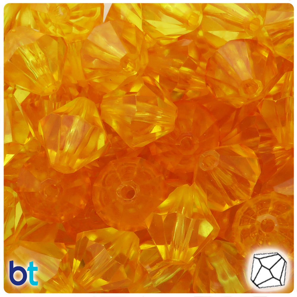 Orange Transparent 20mm Faceted Bicone Plastic Beads (15pcs)