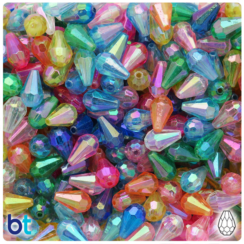 Mixed Transparent AB 12mm Faceted Pear Plastic Beads (150pcs)