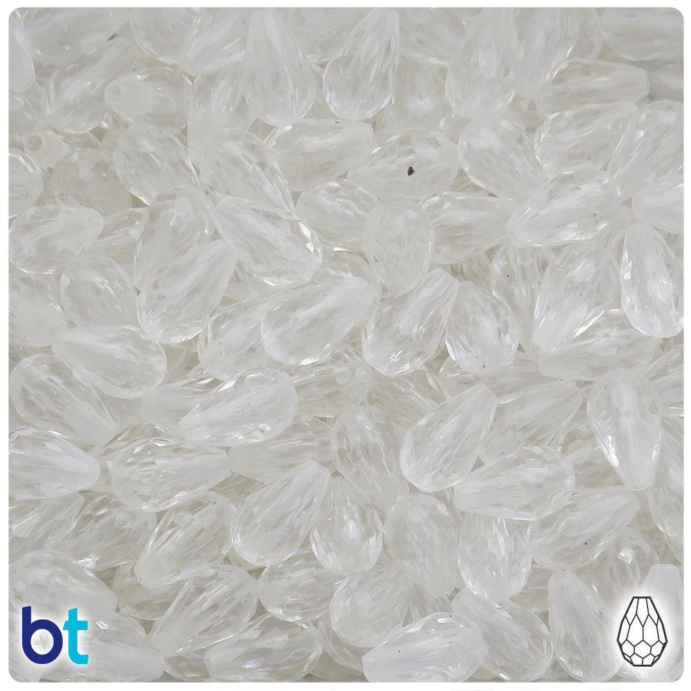 Clear Transparent 14mm Faceted Pear Plastic Beads (125pcs)