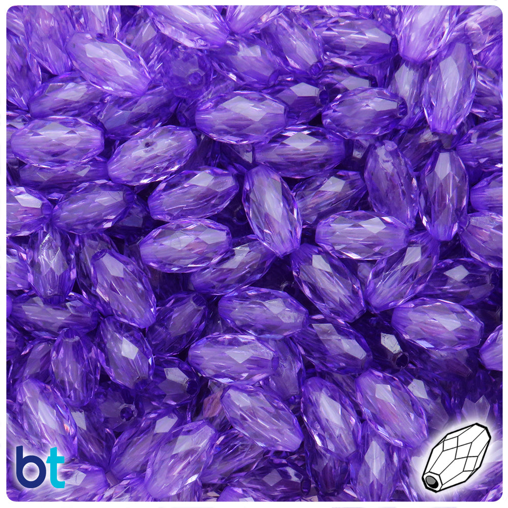 Dark Purple Transparent 13mm Faceted Oval Plastic Beads (200pcs)