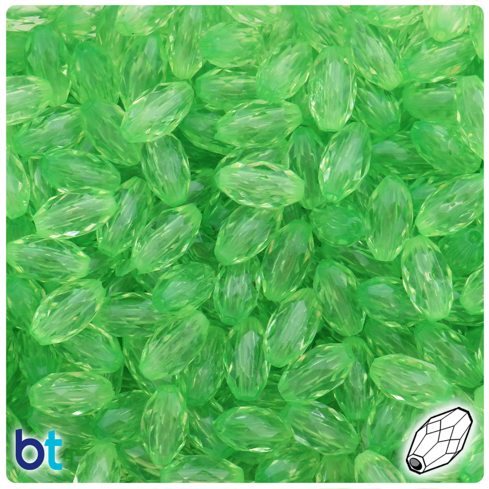 Light Green Transparent 13mm Faceted Oval Plastic Beads (200pcs)