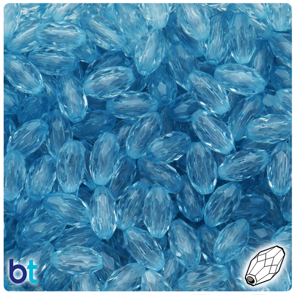 Light Blue Transparent 13mm Faceted Oval Plastic Beads (200pcs)