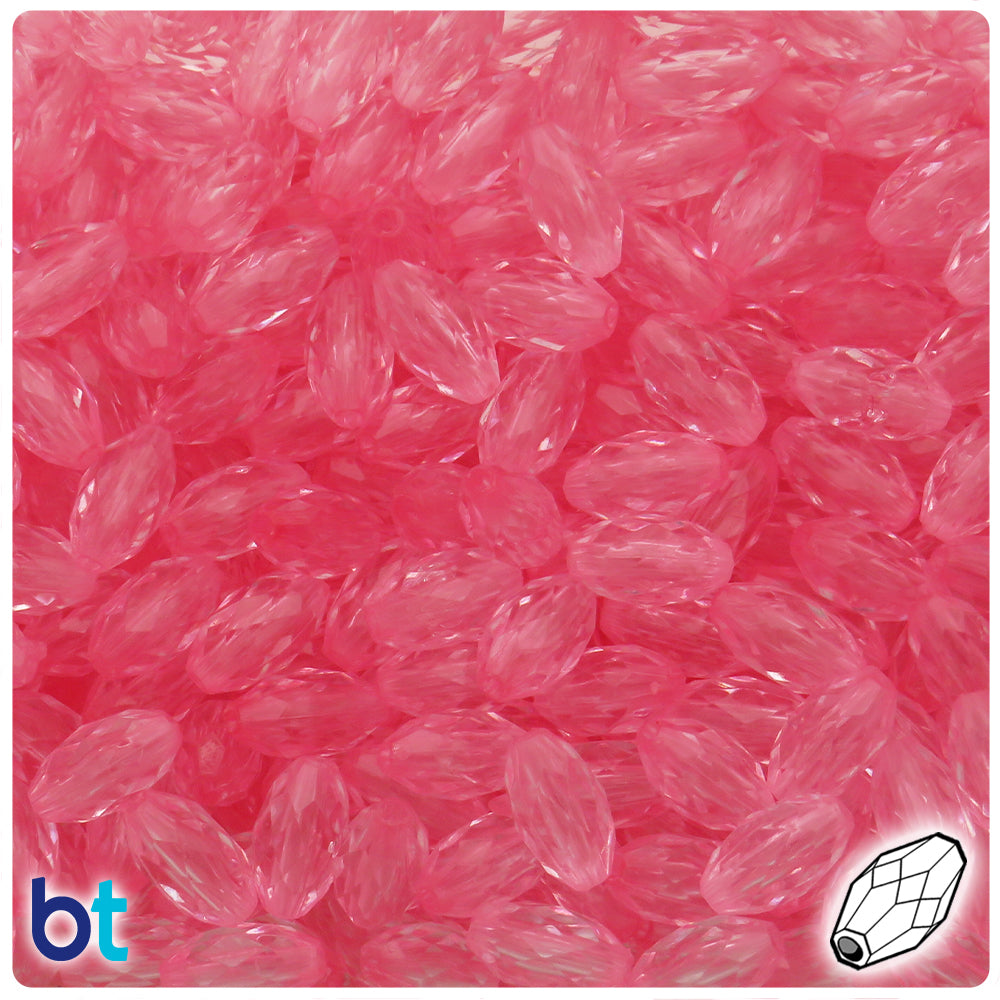 Light Pink Transparent 13mm Faceted Oval Plastic Beads (200pcs)