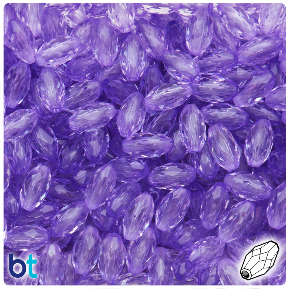 Light Purple Transparent 13mm Faceted Oval Plastic Beads (200pcs)
