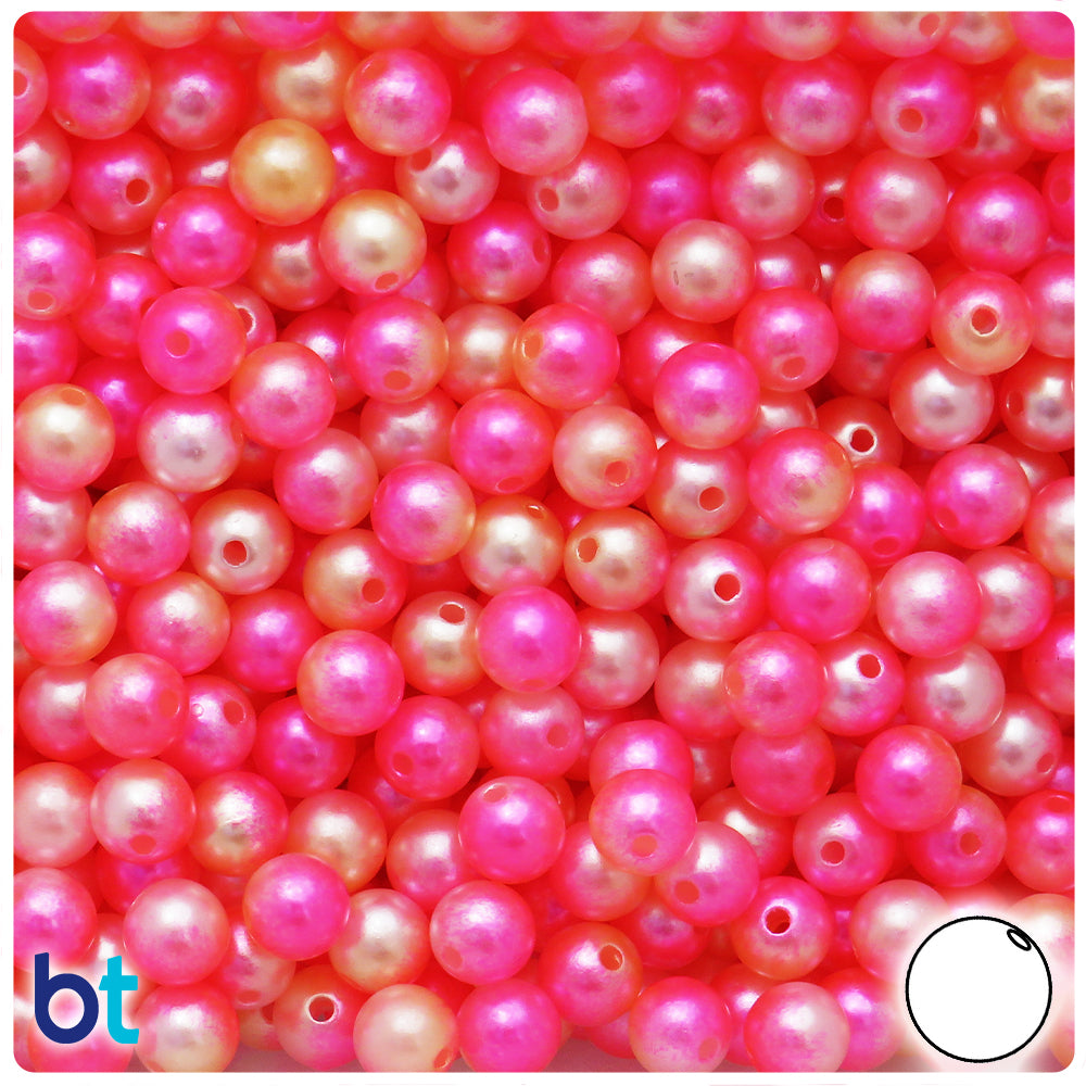 Pink & Pink Gradient Pearl 8mm Round Plastic Beads (150pcs)