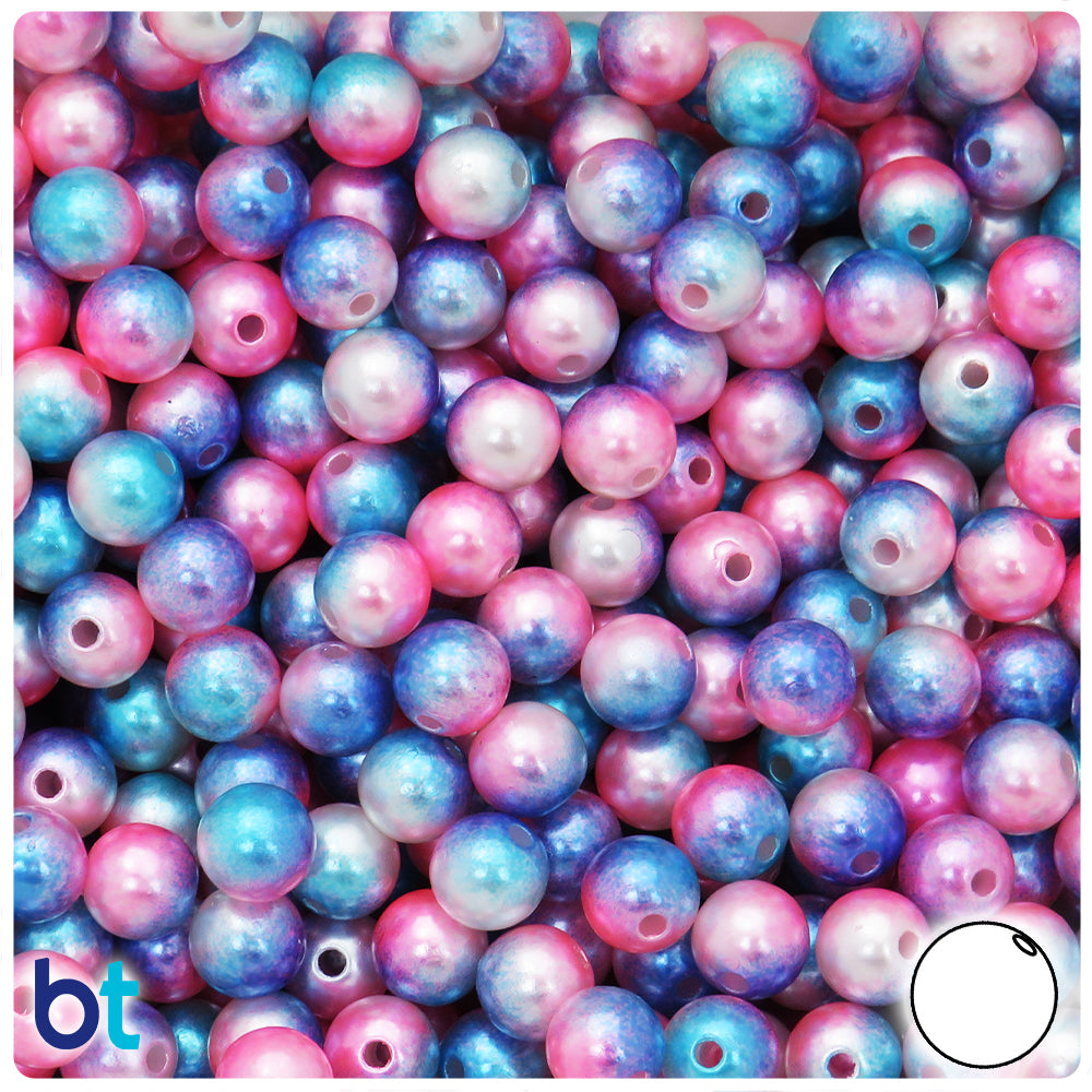 Pink & Purple Gradient Pearl 8mm Round Plastic Beads (150pcs)