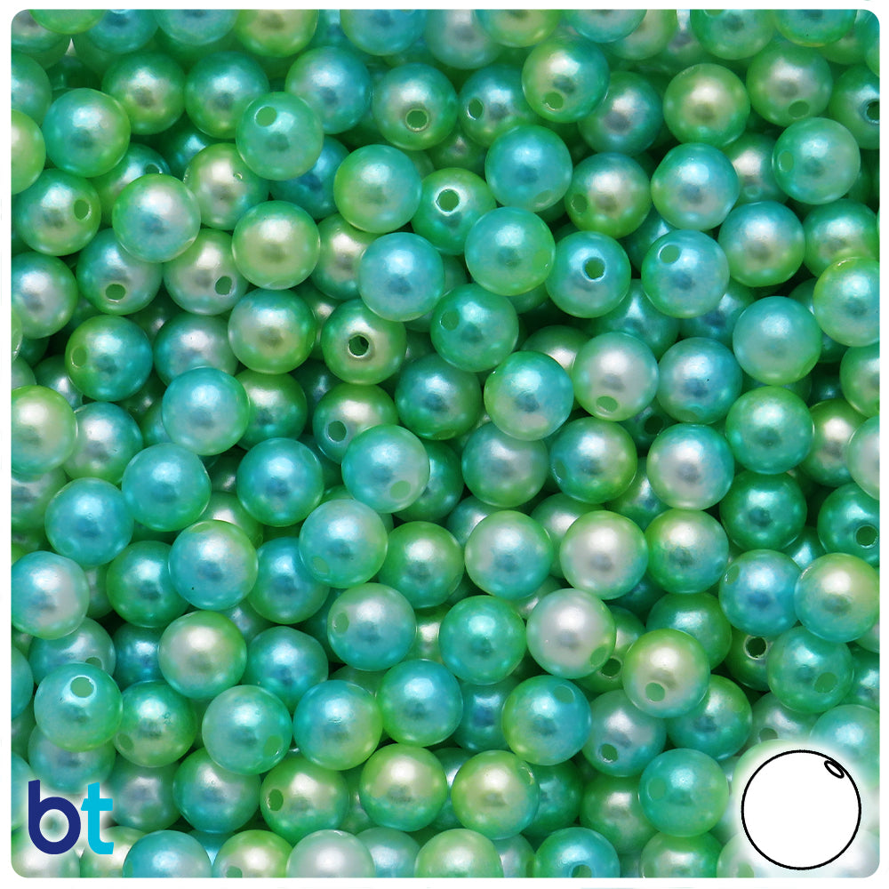 Green & Blue Gradient Pearl 8mm Round Plastic Beads (150pcs)