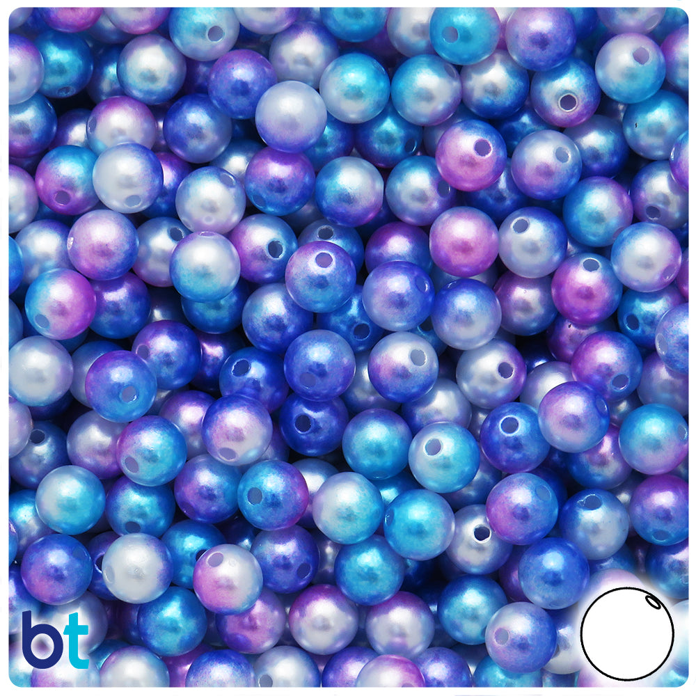 Blue & Purple Gradient Pearl 8mm Round Plastic Beads (150pcs)