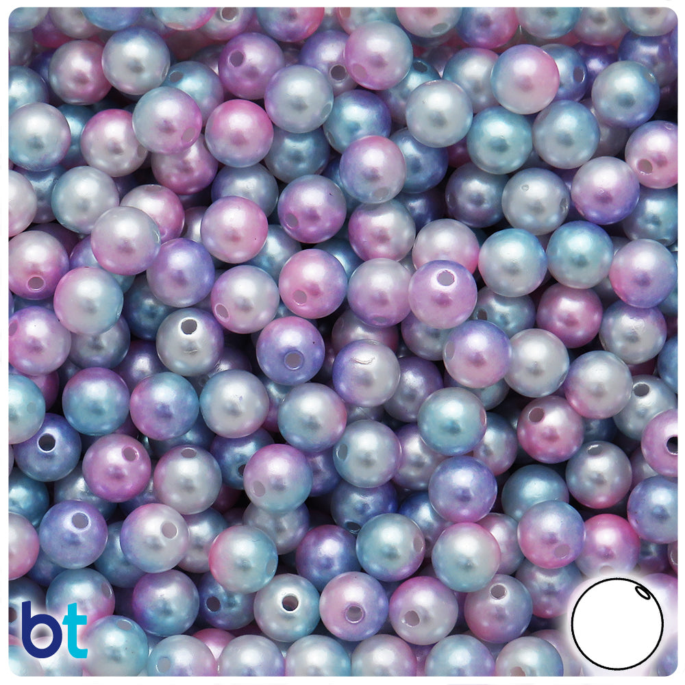 Purple & Pink Gradient Pearl 8mm Round Plastic Beads (150pcs)