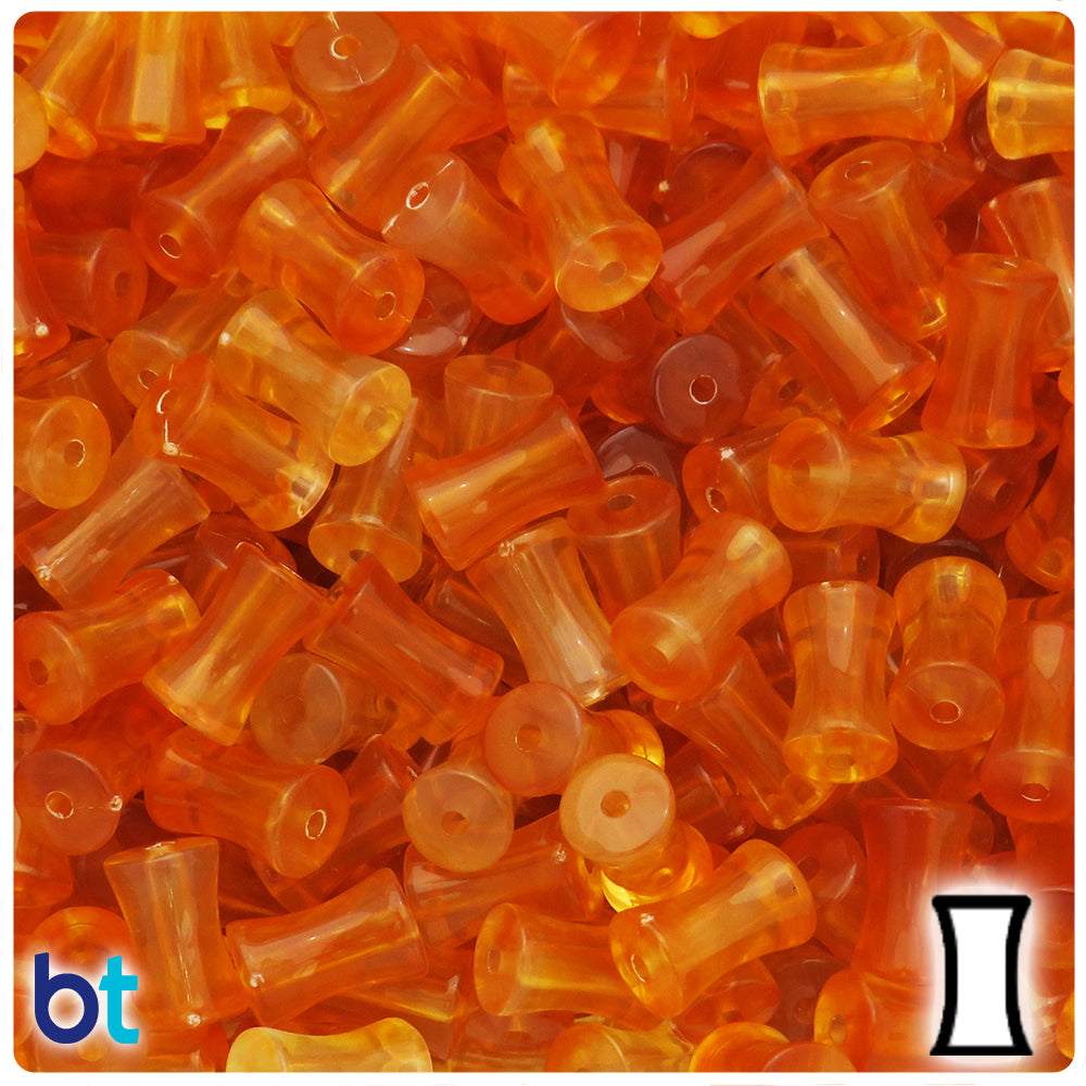 Orange Transparent 12mm Bamboo Joint Plastic Beads (100pcs)